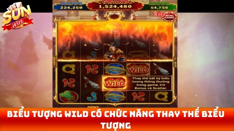 Biểu tượng wild có chức năng thay thế cho các biểu tượng khác trong game