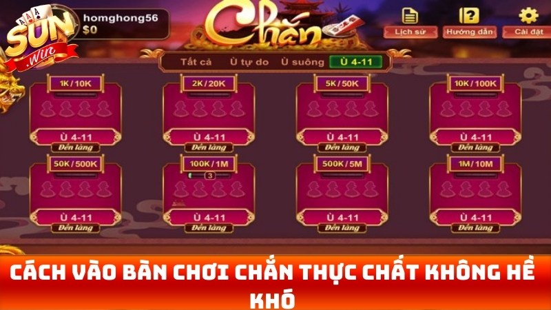 Cách vào bàn chơi chắn thực chất không hề khó, rất đơn giản cho anh em