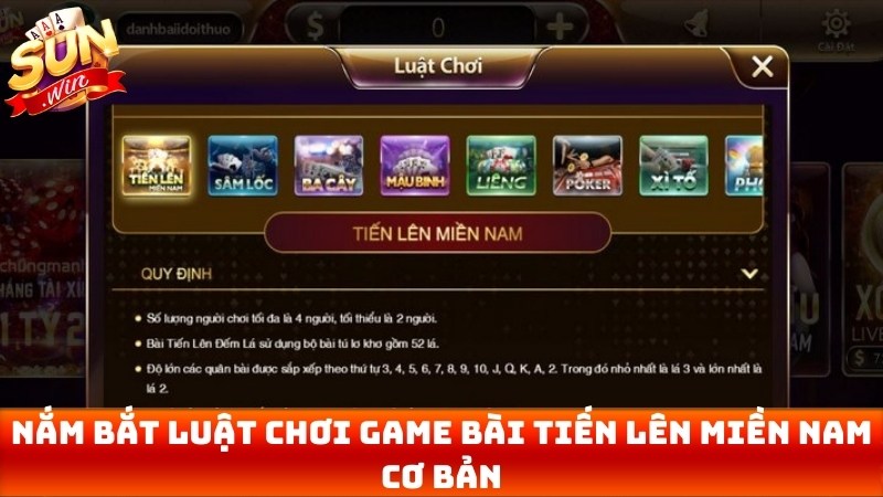 Nắm bắt luật chơi game bài tiến lên miền Nam cơ bản